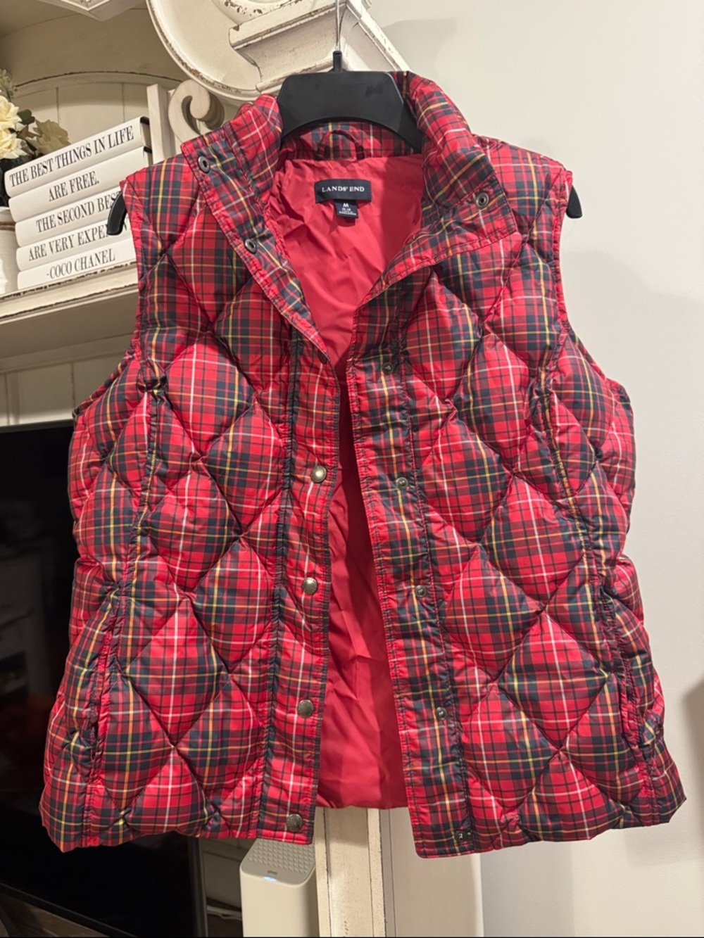 Lands’ End Plaid Puffer Vest - Picture 6 of 7